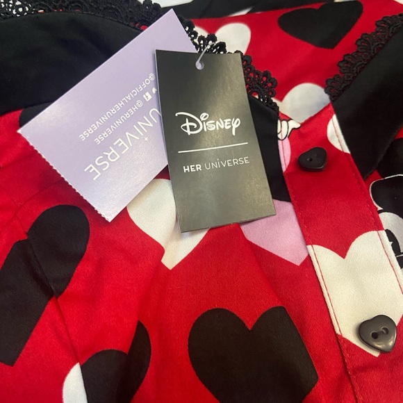 Disney Mickey Mouse Minnie Hearts Retro Halter Dress 3X Pinup Rockabilly Plus - Picture 7 of 8